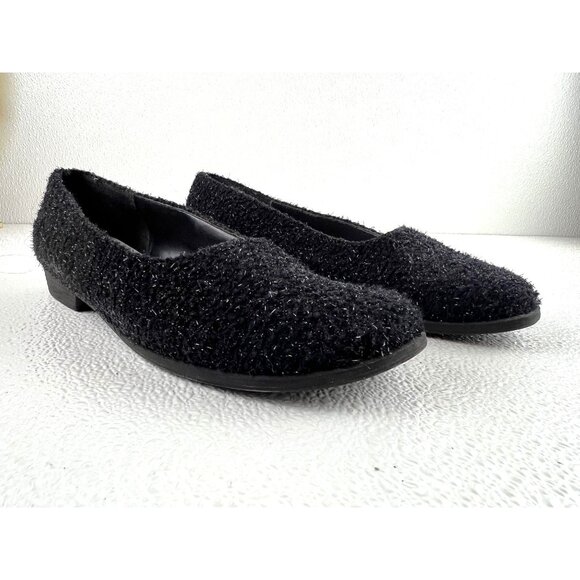 Womens 9M Witchy Black Fairy Shimmering Textured Rubber Soled Flats by 9 & Co. - Picture 12 of 12